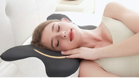 Woman lying down with a neck pillow, text 'Sleep Perfected' and 'Experience Unparalled Comfort & Support'.