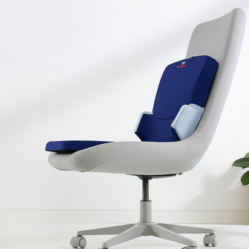 Gray office chair with postulator